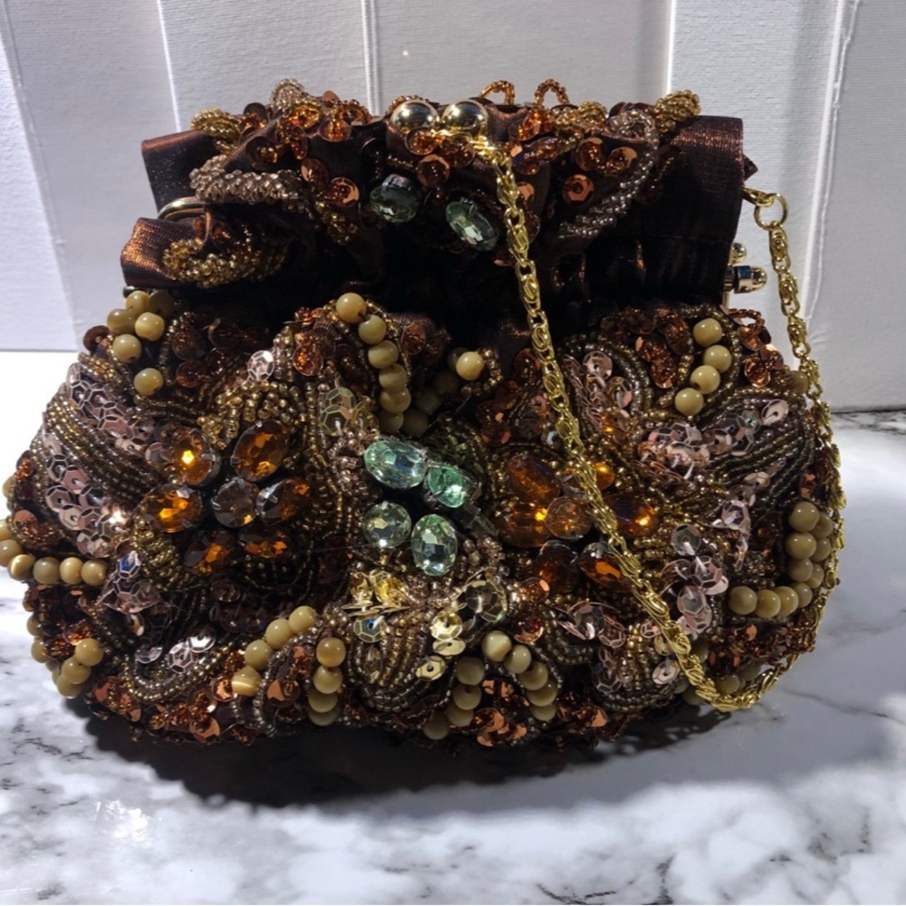 Stephanie Embellished Brown Evening Bag